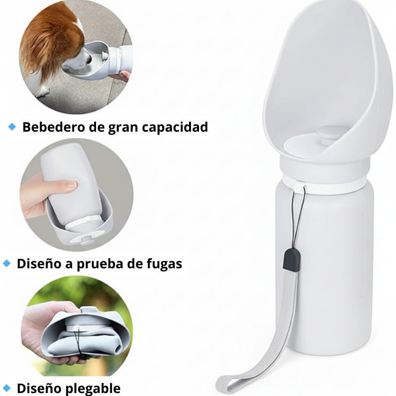 Bebedero portátil plegable para perros 550 ml