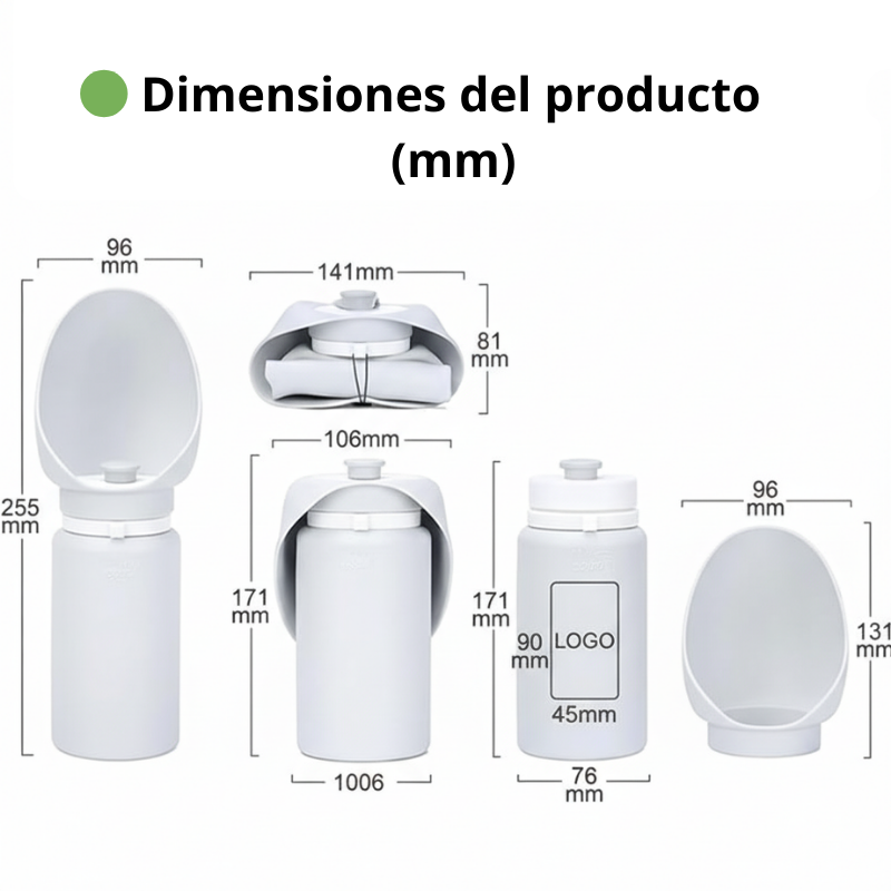 Bebedero portátil plegable para perros 550 ml