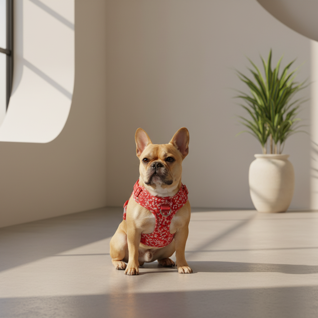 Arnés para perro pequeño usado dentro de casa