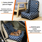 Asiento para perro para coche con perro sentado durante el viaje,