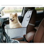 Asiento para perro para coche con perro sentado en el interior