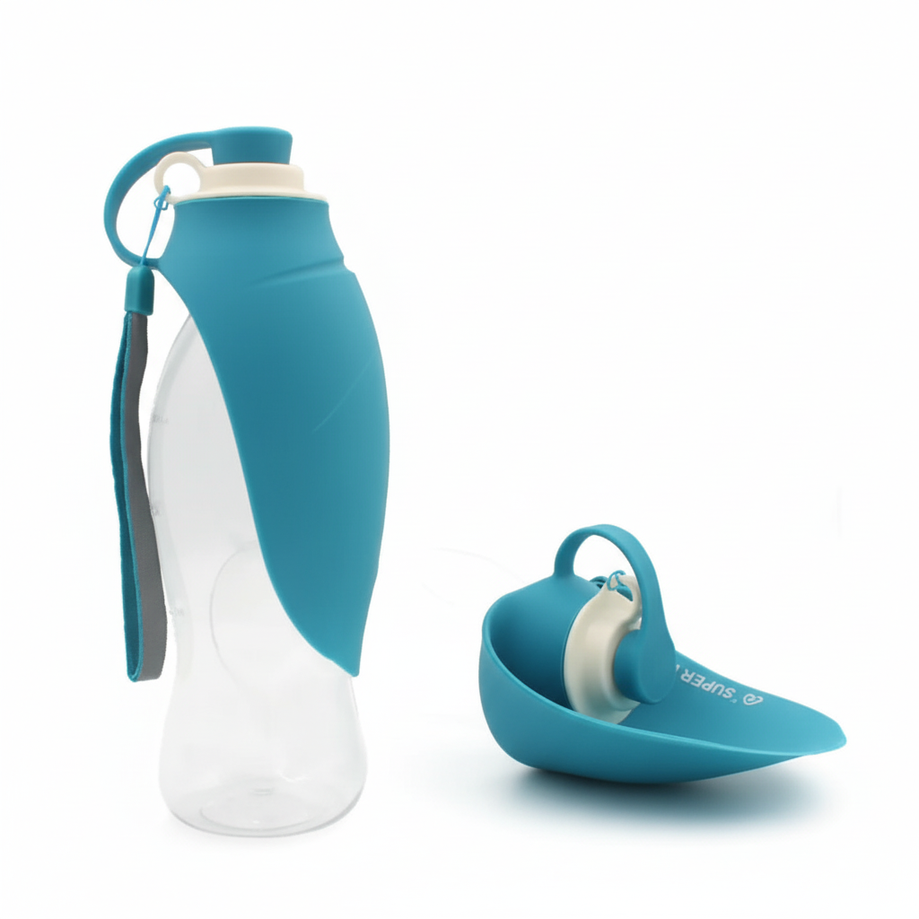 Bebedero turquesa fondo blanco