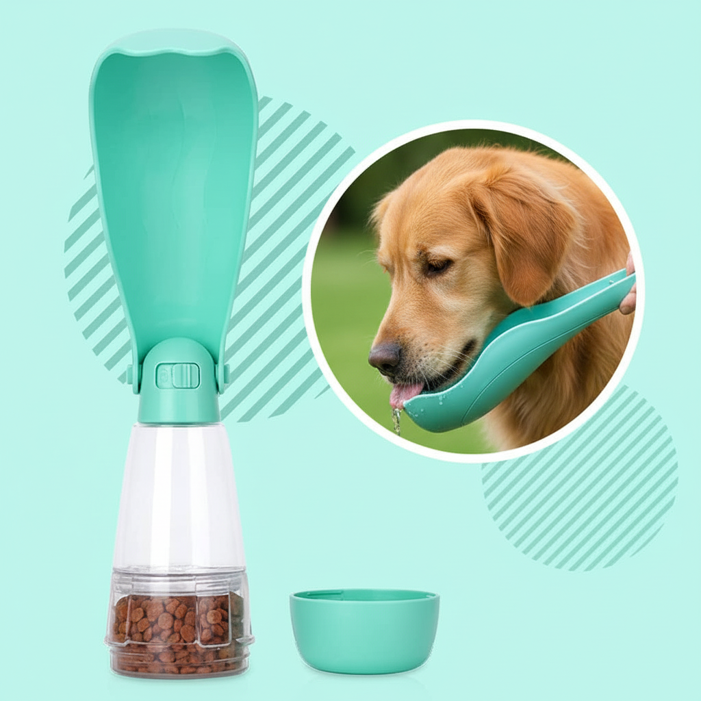 Botella de agua para perro con bebedero integrado