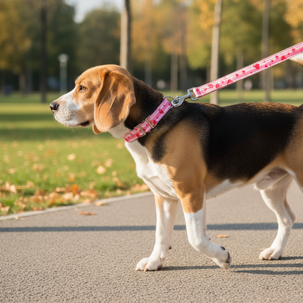 Collar para perro durante un paseo con correa