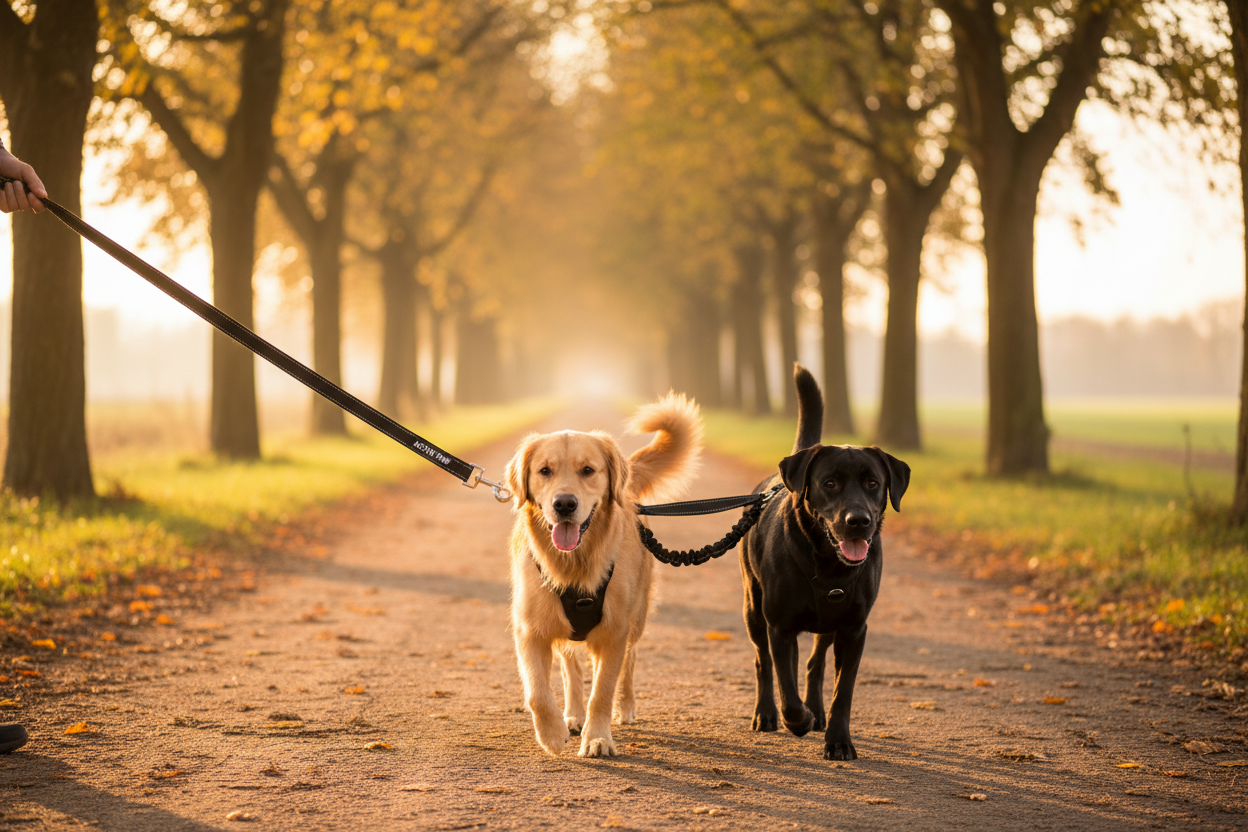 Correa de cadena para perro durante un paseo en el parque
