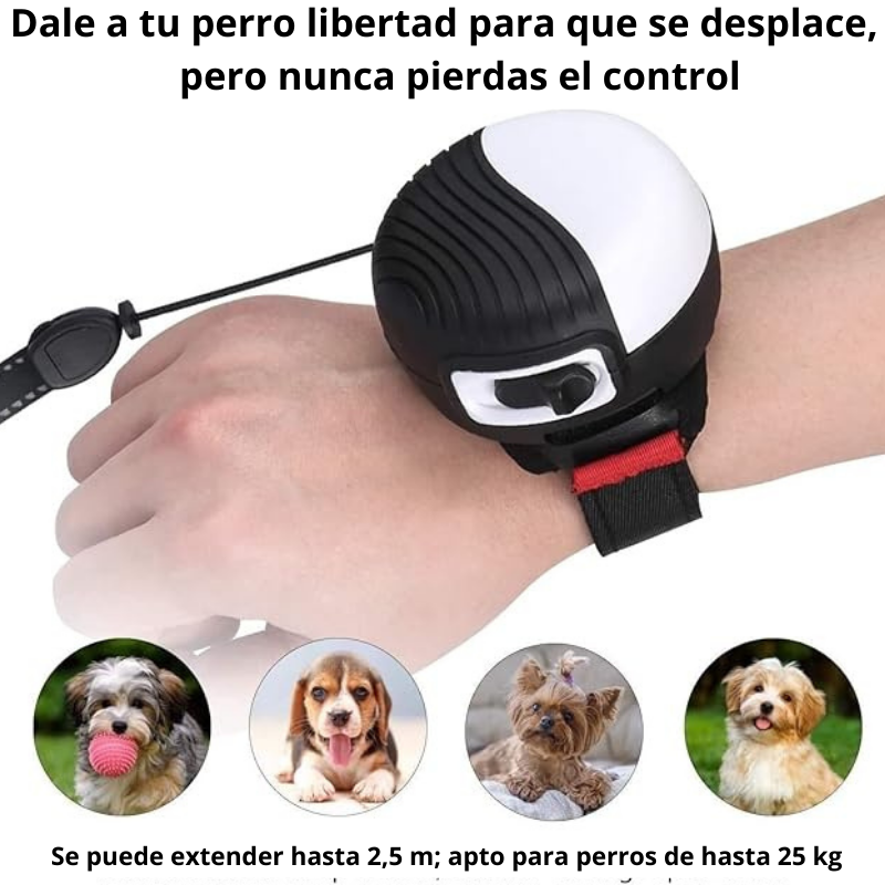 Correa extensible para perro con botón de bloqueo