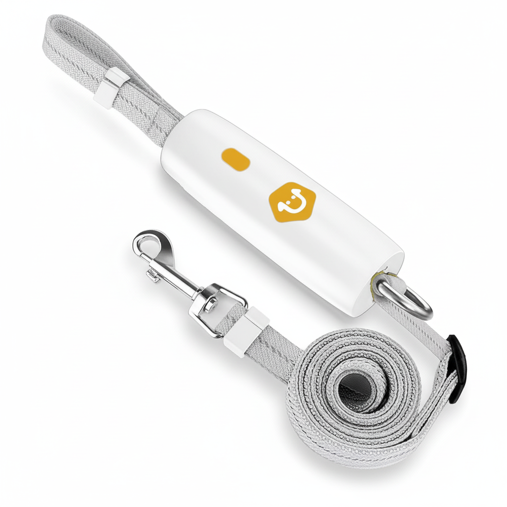 Correa extensible para perro con linterna LED color amarillo