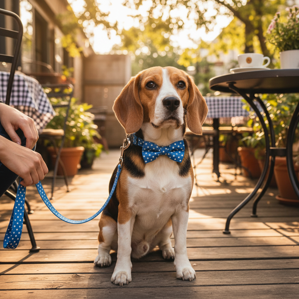 Correa para perro usada durante un paseo urbano