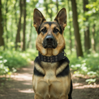 Pastor Alemán con collar táctico negro