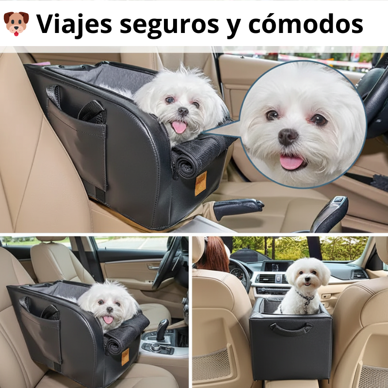 Transportín para perro para coche con correas de seguridad